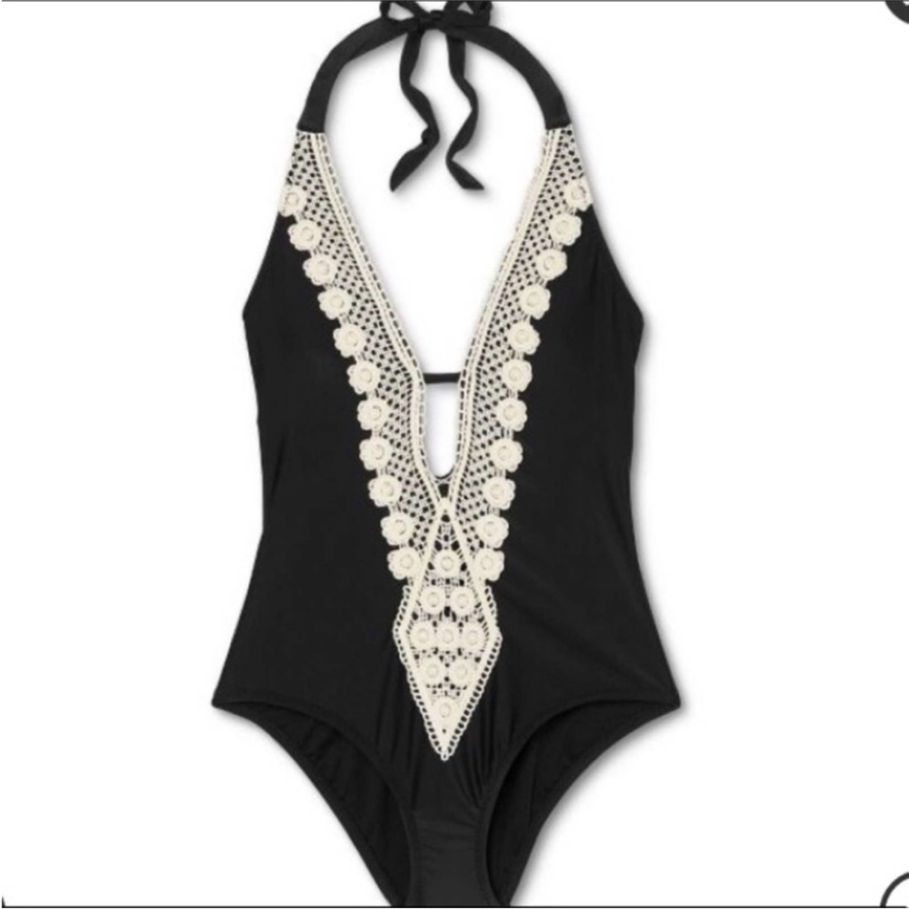 Kona Sol Crochet Front Plunge Sexy One Piece - Picture 5 of 7